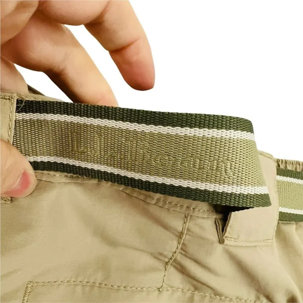 LL Bean Nylon Dark Khaki Belted Pants Mens Size Medium